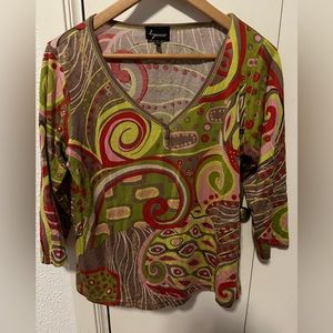 Lynn Ritchie silk blend colorful top, size large